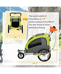 Aosom Pet Stroller with Canopy Storage Pockets Adjustable Handlebar, Green