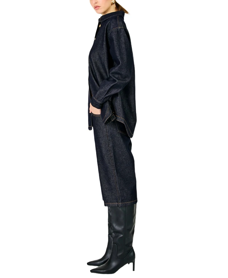 Line & Dot Women's Roxie Collared Oversized Shirt