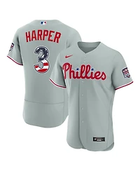 Nike Men's Bryce Harper Gray Philadelphia Phillies Usa 250 Fourth of July Authentic Jersey