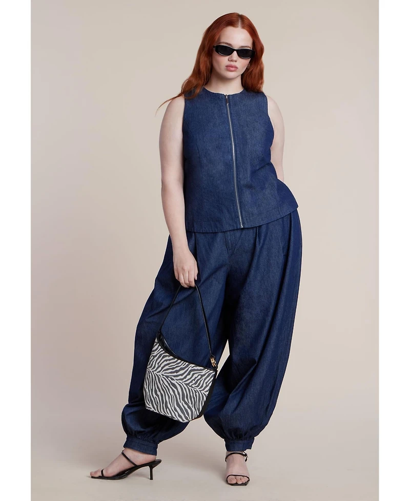 Eloquii Women's High Rise Balloon Chambray