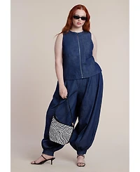 Eloquii Women's High Rise Balloon Chambray