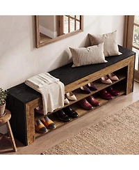 Tribesigns 63" Entryway Shoe Bench, 2-Tier Farmhouse Shoe Storage Bench for Hallway, Mudroom, Bedroom, Living Room