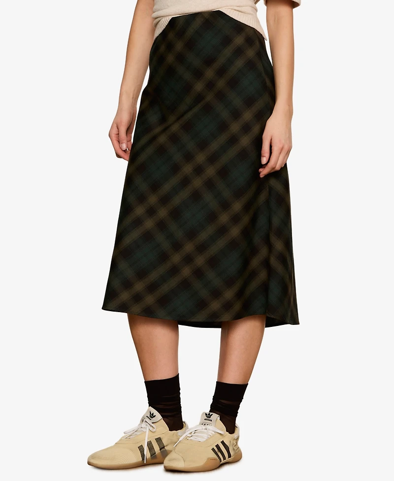 Sanctuary Women's Bias Plaid Midi A-Line Skirt
