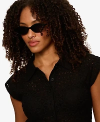 Sanctuary Women's Lace Muscle Sleeveless Collared T-Shirt