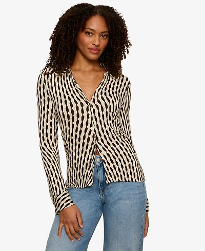 Sanctuary Women's Juno Long-Sleeve Slinky Button-Up Shirt