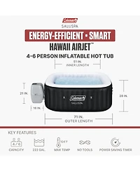 Coleman Atlantis AirJet Square Inflatable Hot Tub with EnergySense Cover, Blue