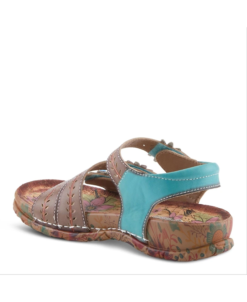 L'Artiste Women's Anewtrio Wedge Sandal with Leather Upper