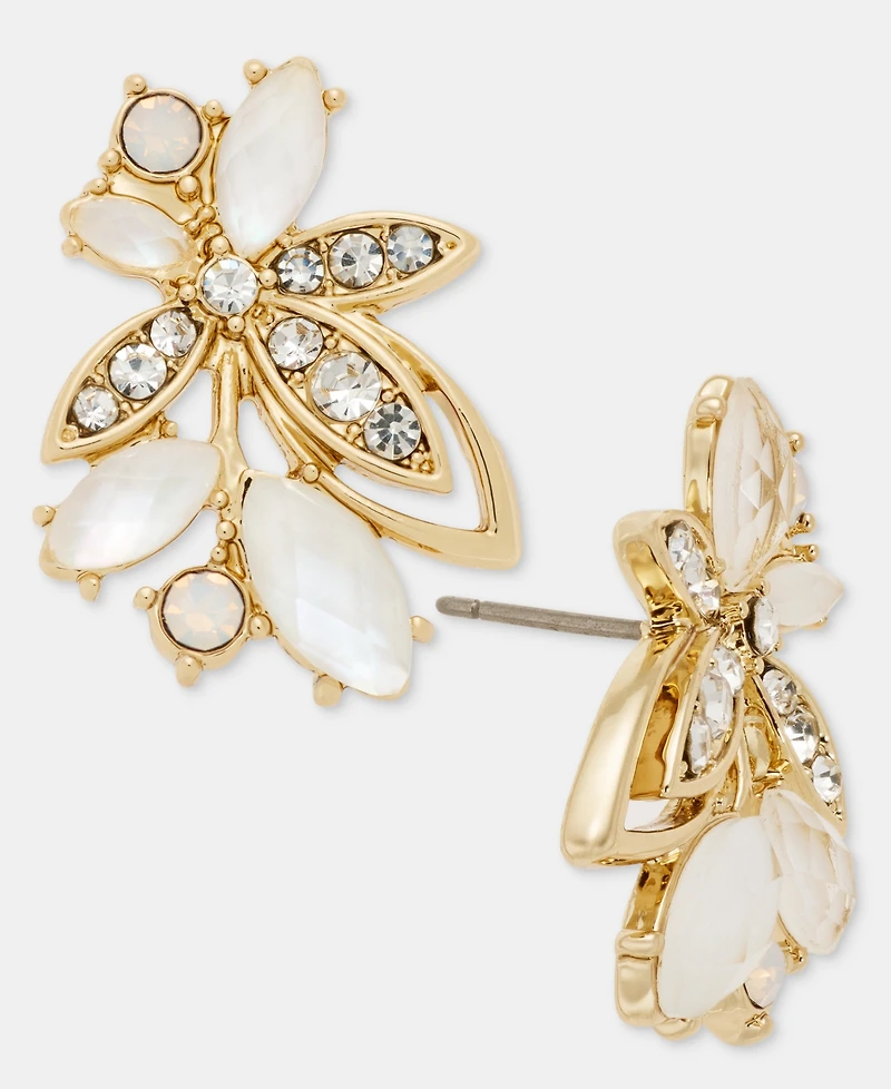 Lonna & Lilly Pave Stone Leaf Stud Earrings