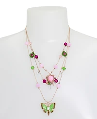 Betsey Johnson Faux-Stone Butterfly Charm Layered Necklace