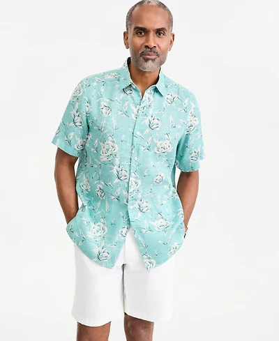 Club Room Men's Wally Linen Floral-Print Short-Sleeve Shirt, Macy's Exclusive