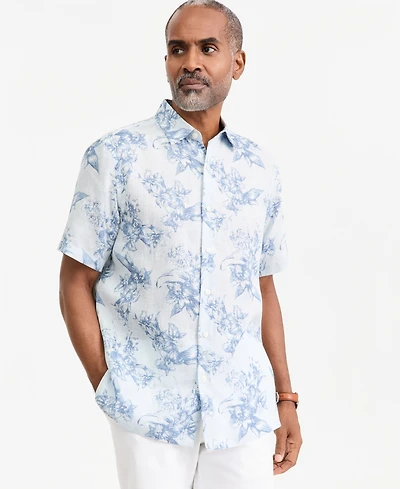 Club Room Men's Linen Floral-Print Short-Sleeve Shirt, Macy's Exclusive