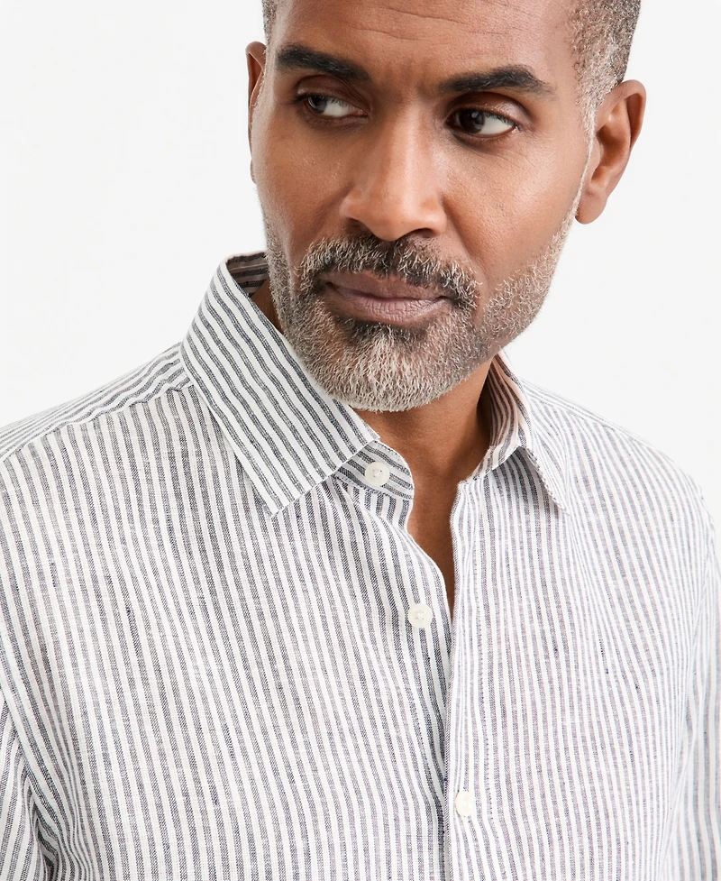 Club Room Men's Stripe Linen Button-Up Shirt, Macy's Exclusive