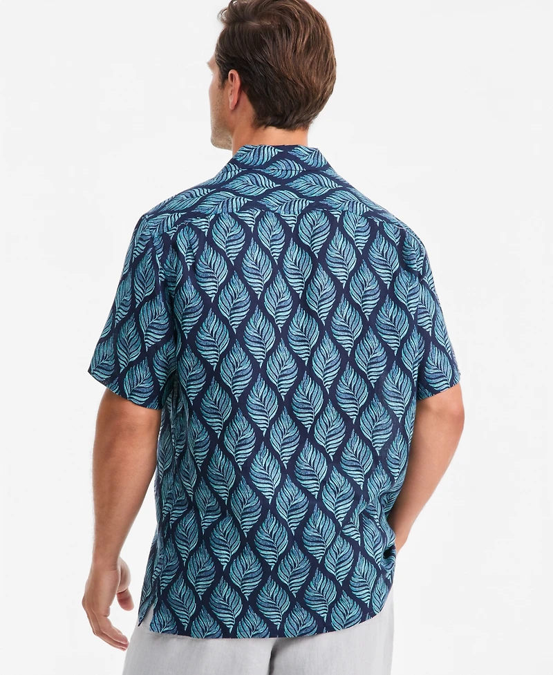 Club Room Men's Linen Leaf-Print Short-Sleeve Shirt, Macy's Exclusive