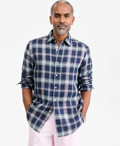 Club Room Men's Plaid Linen Button-Up Shirt, Macy's Exclusive