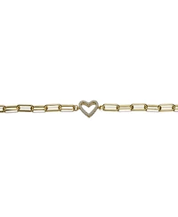 GigiGirl 14K Gold Plated Cubic Zirconia Open Heart Halo Paperclip Link Bracelet