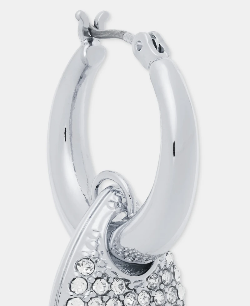 Dkny Pave Puffy Charm Hoop Earrings