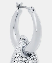 Dkny Pave Puffy Charm Hoop Earrings