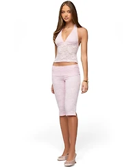 Edikted Women's Talisa Foldover Lace Capri Leggings