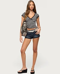 Edikted Women's Rylin Low-Rise Denim Shorts