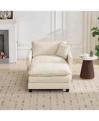 sumyeg Cloud Sofa Ottoman with Double Layer Upholstered Cushion for Living Room or Bedroom