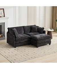 sumyeg Cloud Sofa Ottoman with Double Layer Upholstered Cushion for Living Room or Bedroom
