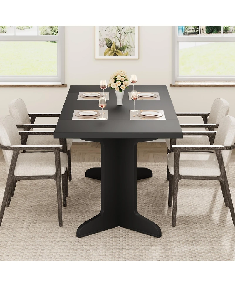 homfan 71" Large Dining Table for 6 to 8 People, Modern Dinner with Unique Wooden Legs, Rectangle Kitchen, Room