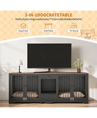 homfan Multi-Functional Dog Crate Furniture for Medium and Large Dogs, 83'' Indoor Kennel with 4 Doors 2 Drawers, Secure Locks, Stylish Design