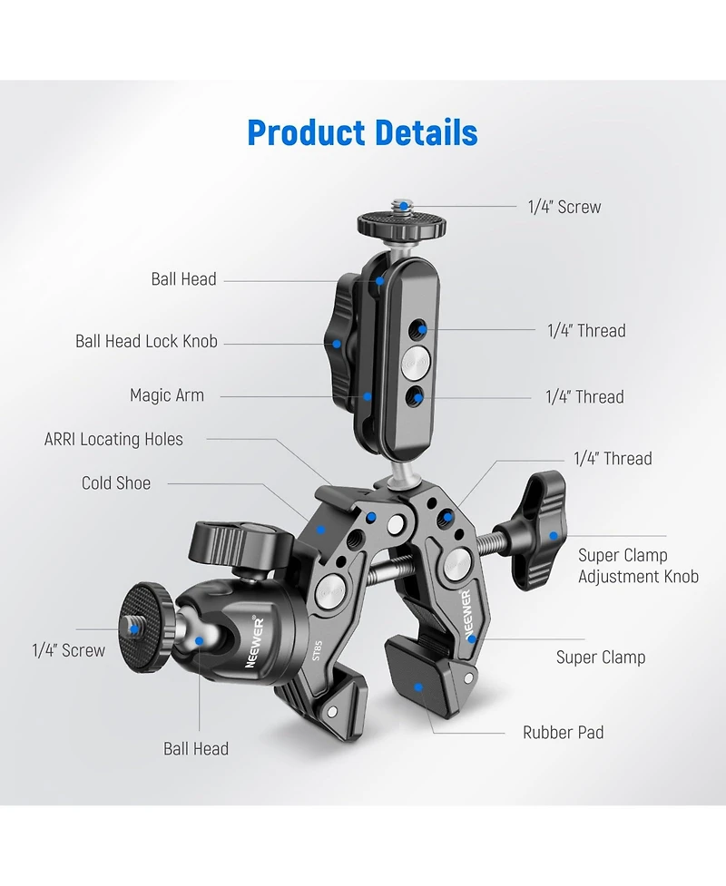 Neewer ST85 Camera Mounting Accessory for select GoPro, Dji and Insta360 action cameras