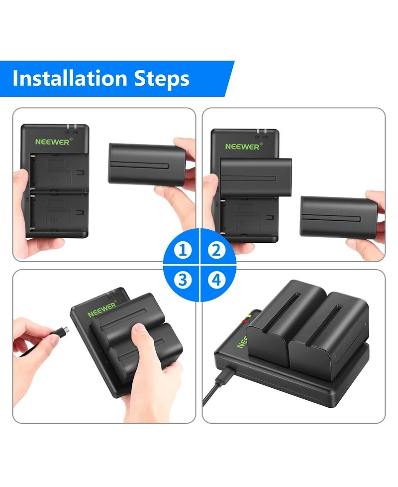 Neewer Np-F750 Camera Battery and Charging Accessory with 5600mAh for select Sony Np-f-series devices