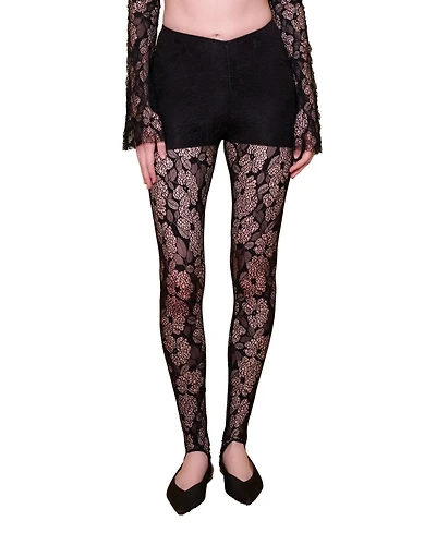Pcfg Women's The Party Edit Lace Leggings with Built Ribbed Shorts