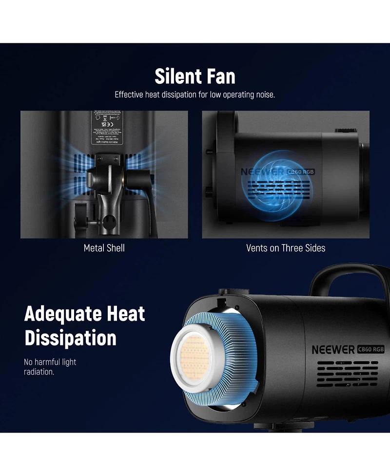 Neewer CB60 Led Video Light with 70W, 18000Lux, 2700K-6500K