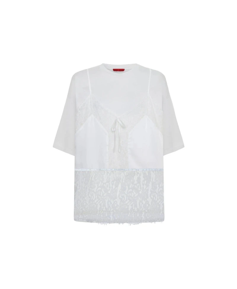 Pcfg Women's Daydreamers Mini T-Shirt Dress With Lace And Satin Details