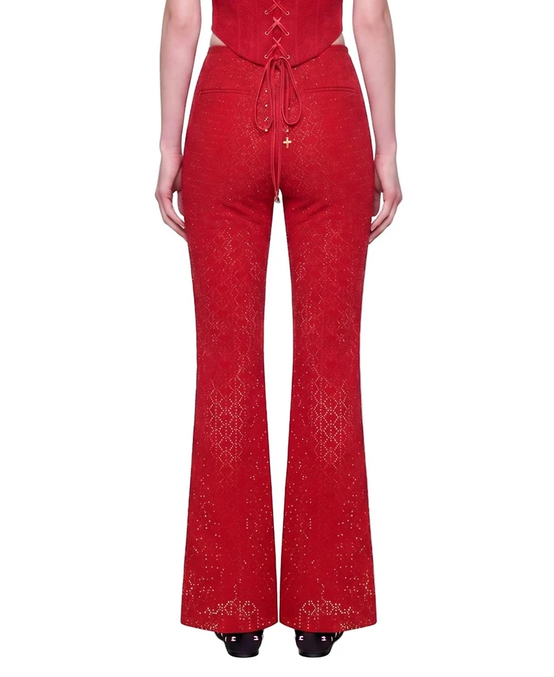 Pcfg Women's The Broderie Anglaise Edit High Rise Embroidered Flare Pants