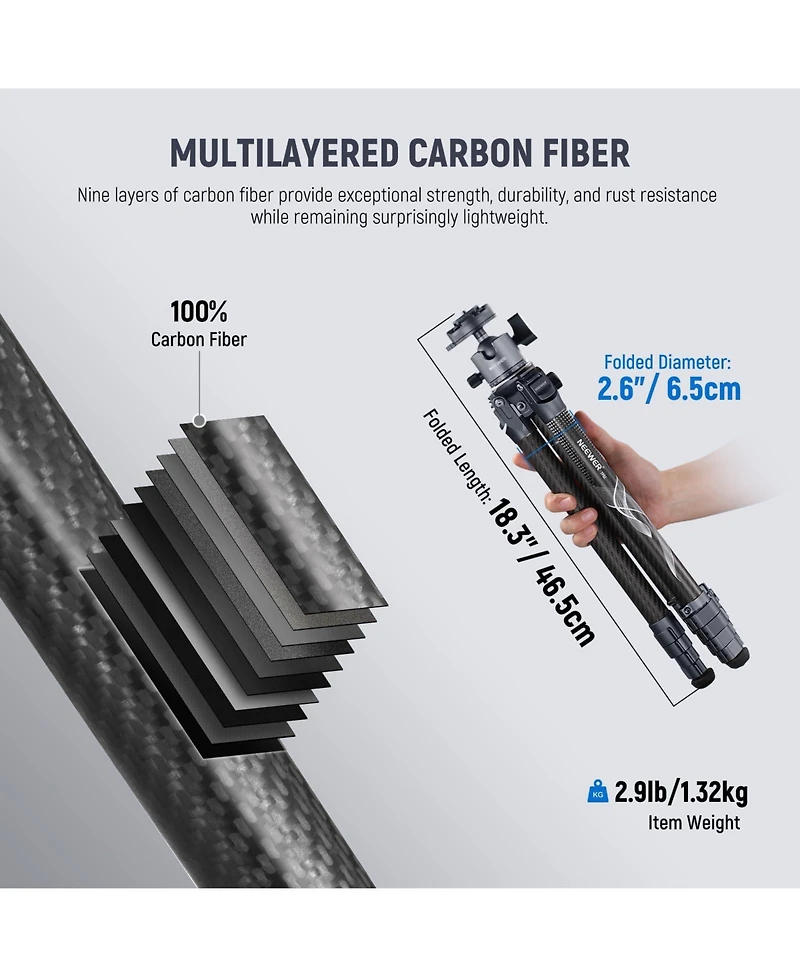 Neewer LT34 Camera Tripod with 22lb, 10kg for Pd