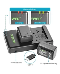 Neewer Vw-VBT190 Camera Battery and Charging Accessory with 1950 mAh for Panasonic Hc-V110 V130 V160 V180 Hc-V201 V210 V250