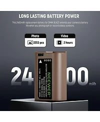 Neewer S5II Camera Battery and Charging Accessory with 2400mAh for Panasonic Lumix S5IIX S5II S5 GH6 Dc-G9 II