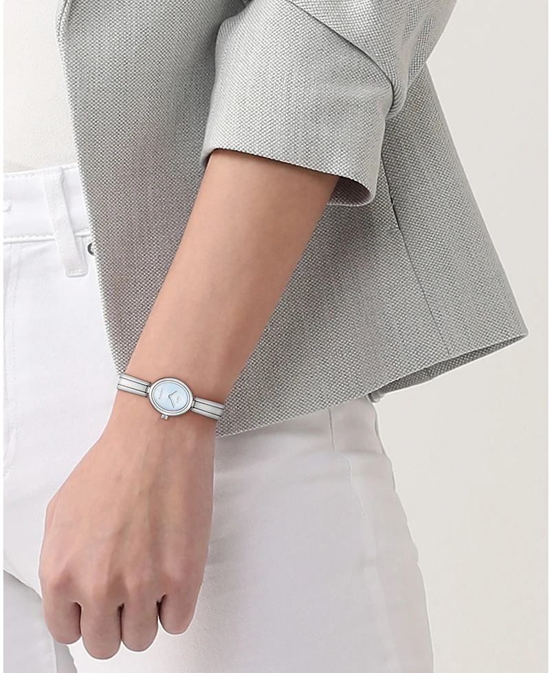 Lacoste Women's Quartz Suzanne Silver-Tone Stainless Steel Bangle Bracelet Watch 18.5mm