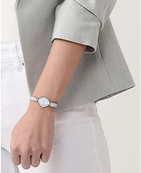 Lacoste Women's Quartz Suzanne Silver-Tone Stainless Steel Bangle Bracelet Watch 18.5mm