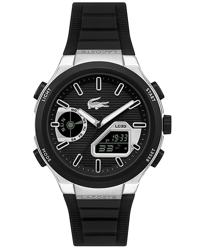 Lacoste Men's Quartz LC33 Black Silicone Strap Watch 44.8mm