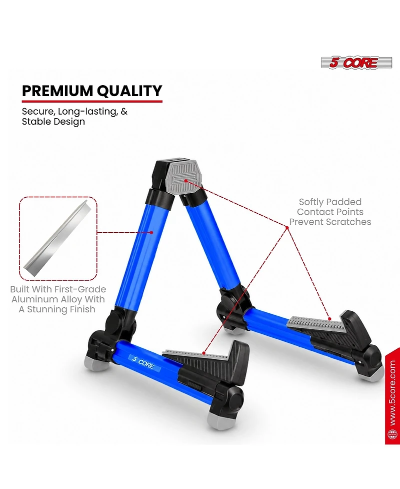 5 core Guitar Stand Adjustable A Frame Shape w Rubber Pad Arms Supports Acoustic Electric Bass