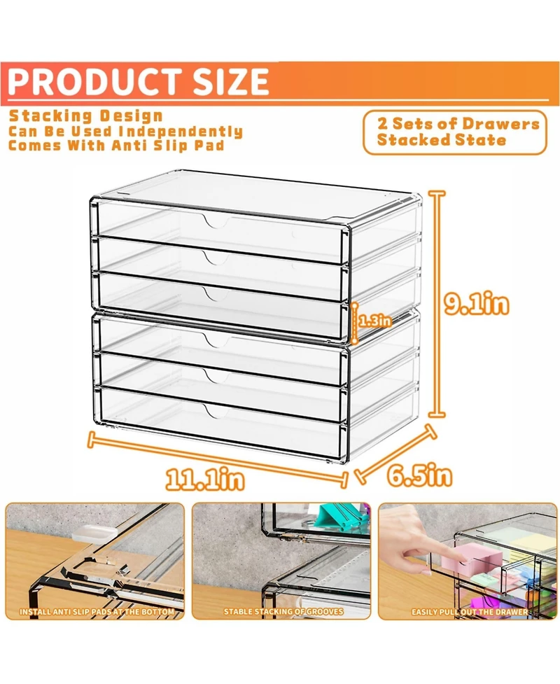 Xdovet Stackable Desk Organizer Drawers Office Supplies