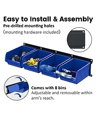 Xdovet Wall Mount Parts Rack Organizer 8 Bins 2 Rails