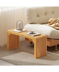 Slickblue Wicker Dining Bench with Solid Wood Frame for Indoor Outdoor