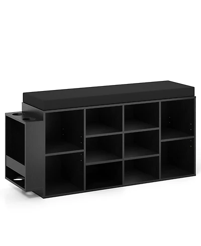 Slickblue 10-Cubby Shoe Storage Bench with Umbrella Stand for Entryway