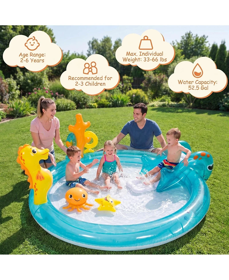 Aofar Inflatable Pool Water Sprayer Slide Swim Center Playyard
