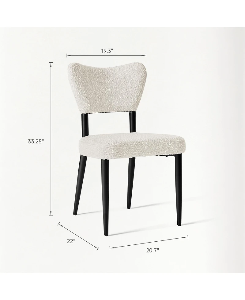 Morden Fort Curved Back Dining Chair Set of 2, Modern Fabric Upholstered Dining Room Chair Kitchen Chairs, Farmhouse Dinner Chair
