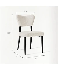 Morden Fort Curved Back Dining Chair Set of 2, Modern Fabric Upholstered Dining Room Chair Kitchen Chairs, Farmhouse Dinner Chair