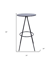 HomeRoots 31" Rounded Wood and Iron Bar Table