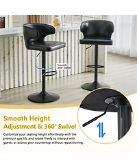 Rainsken Modern Bar Stools Set of 2, with Back and Footrest, Adjustable Pu Leather Swivel Stools, 360degree(s)Swivel Barstools, for Kitchen Island