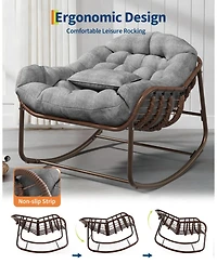gaomon Outdoor Oversized Wicker Lounge Chair, Papasan Rocking Chair for Balcony Backyard Porch Bedroom